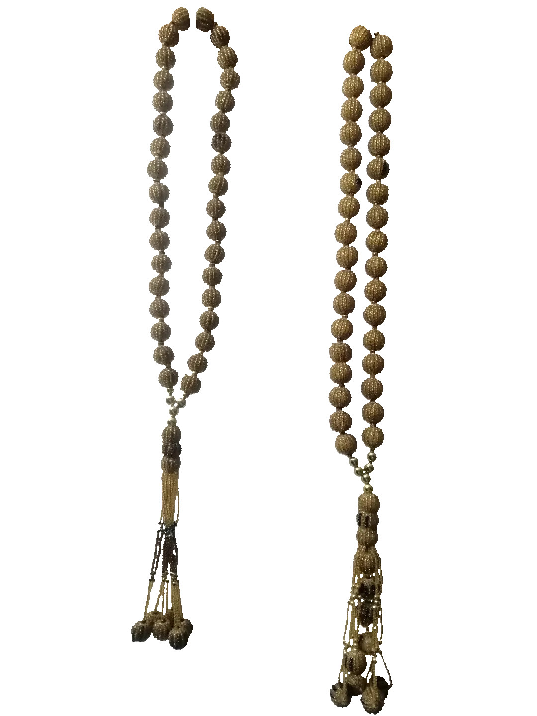 Lot of 2 Vintage 35 Beads Handmade Tasbih – Honey Gold Woven Beads – 15 Years Ol
