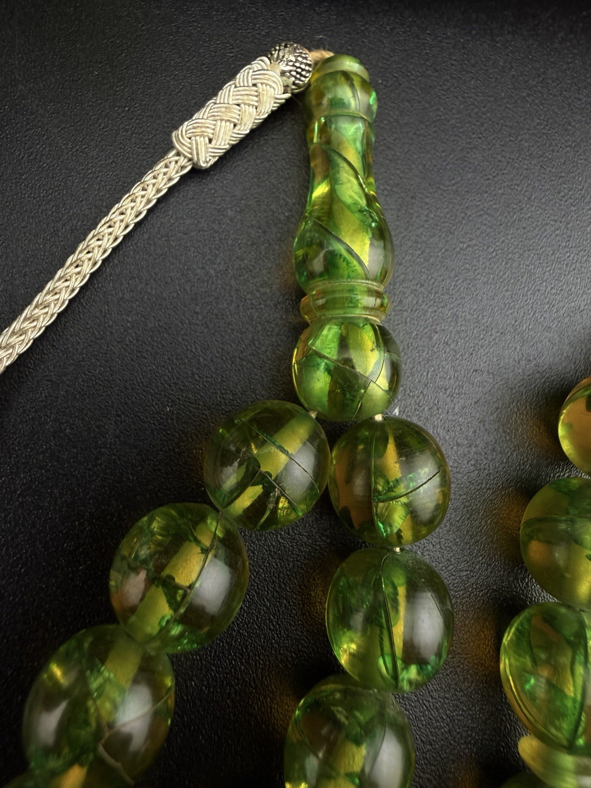 مسباح سبحة قلاليث كلاليث فرنسي انتيك Antique French Glalith 33 Bead Islam Rosary