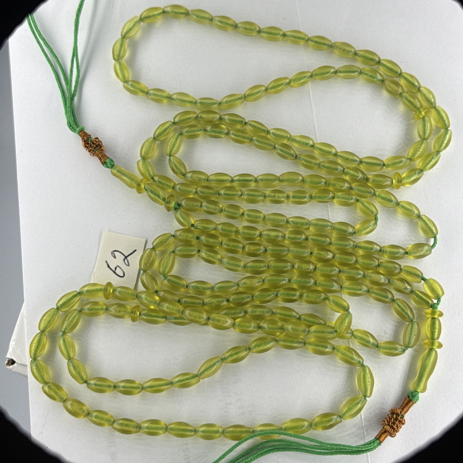 LOT OF 99&100 GREEN BEADS حبات المسبحةGENUINE SHAH MAGHSOUD 39cm شاه مقصود تسبيح