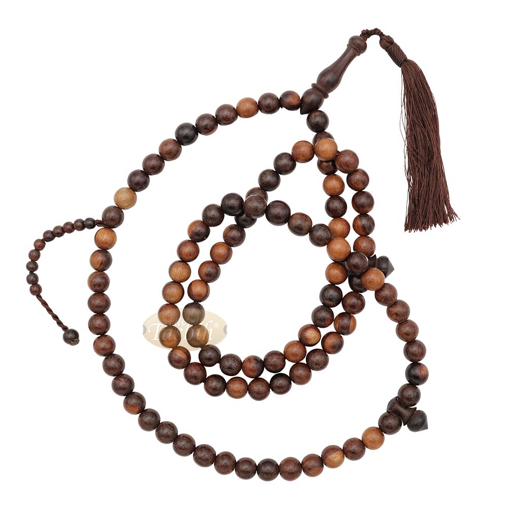 Handcrafted Tamarind Wood Tasbih – 12 mm Beads 99-ct Mix Light Brown Color Sibha