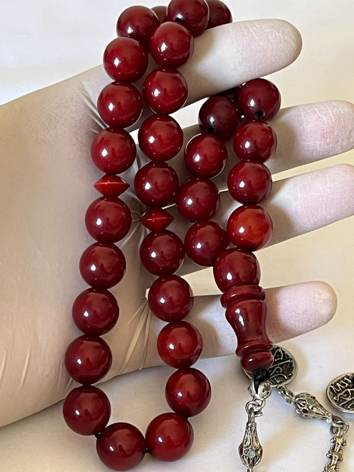 Antique Ottoman Faturan Rosary 33 فاتوران الماني انتيك محروف كعب الغزال عرق شايب