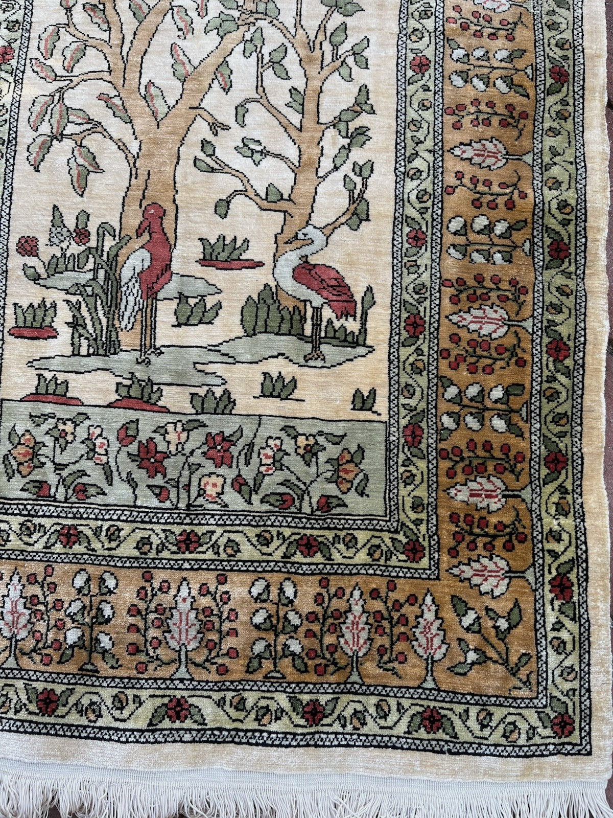 100 % Silk Handmade Hereke Prayer rug Turkey 17 x 24 Halit Aydin Beautiful