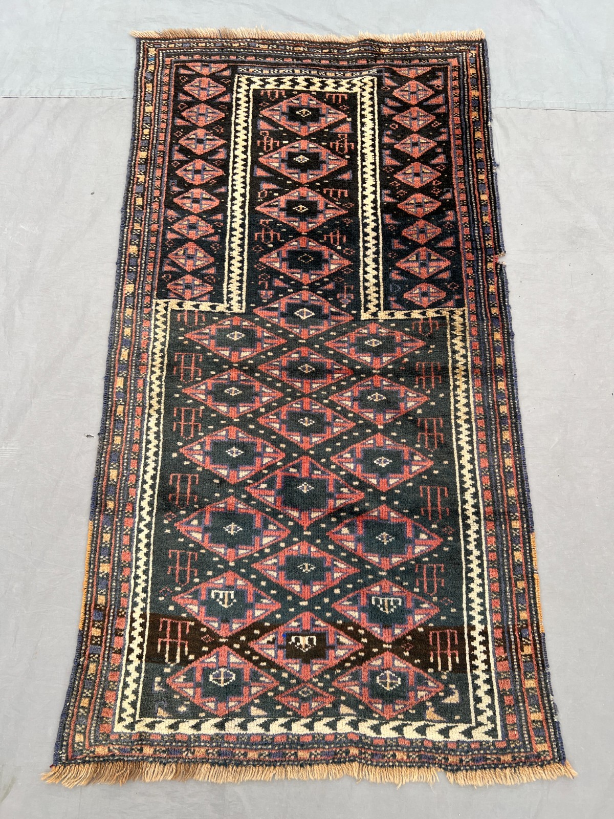 Black 3×5 Caucasian Turkish Prayer Rug Antique Tribal Afghan Hand Knotted 2×5