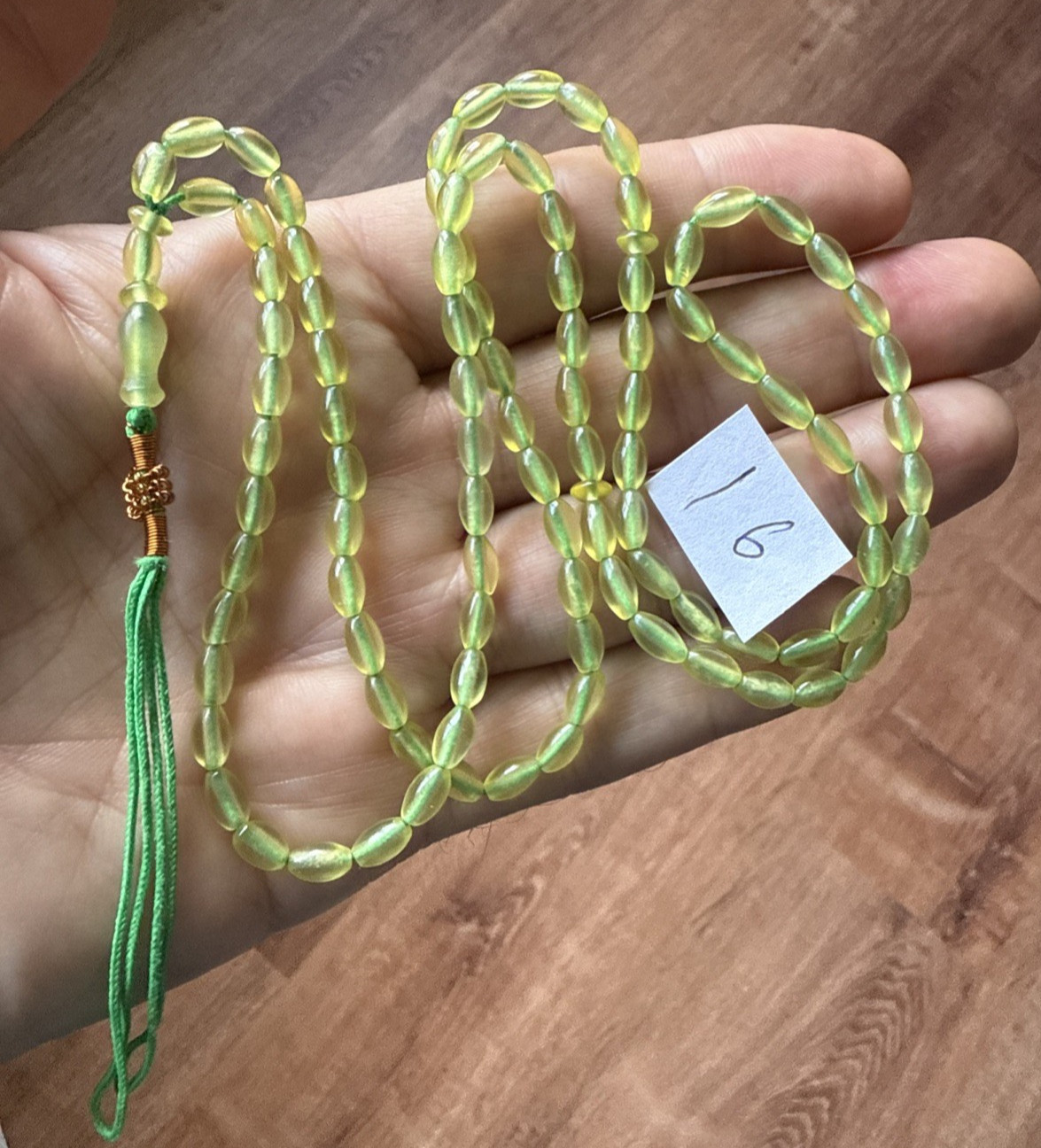 99 BEADS GREEN SHAH MAGHSOUD 38CM LONG شاه مقصود تسبيح