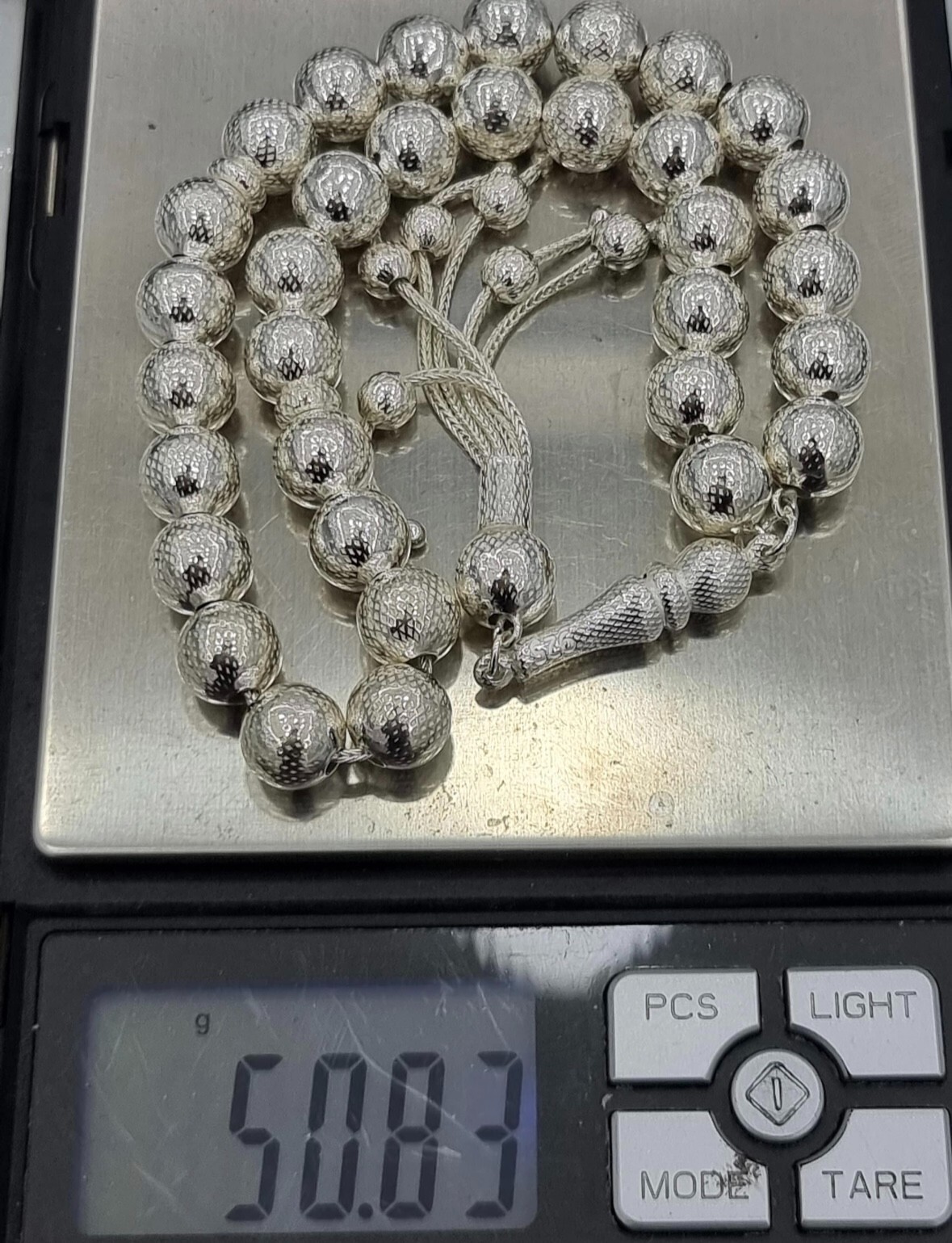 925 Sterling Silver Handmade Islamic Prayer Beads, Silver Misbaha Tasbih, Rosary