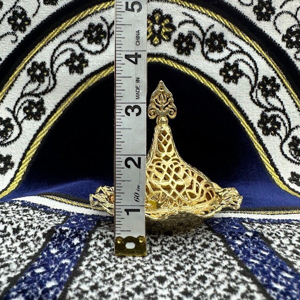 Islamic Bowl Engraved Decorative Serving Tray Sugar Dates Gold Made in Turkiye