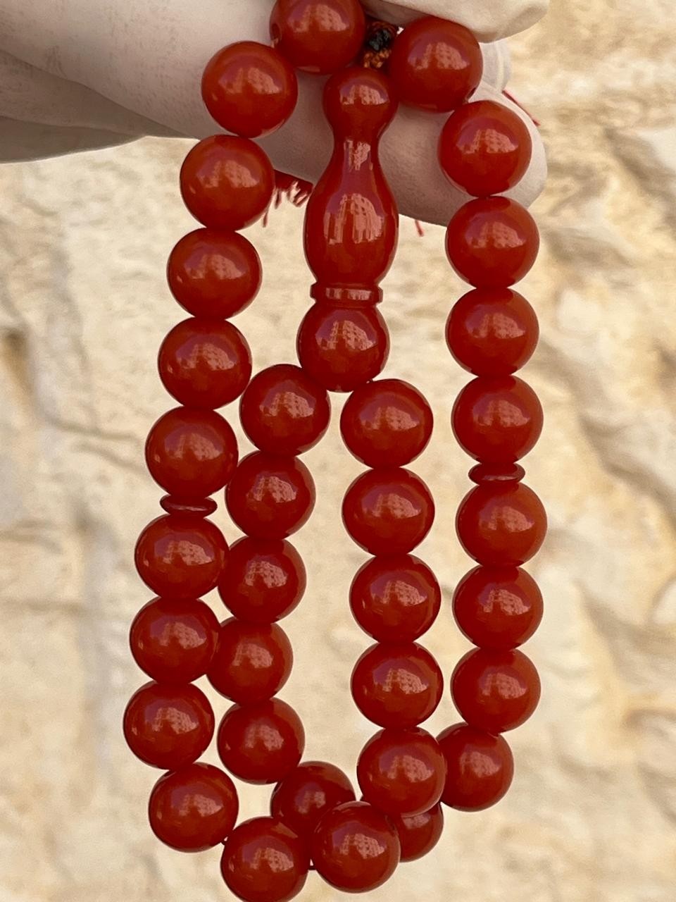 Antique Germany Cherry Amber Rosary 33 سبحة مسكي الماني انتيك جزري محروف نوادر