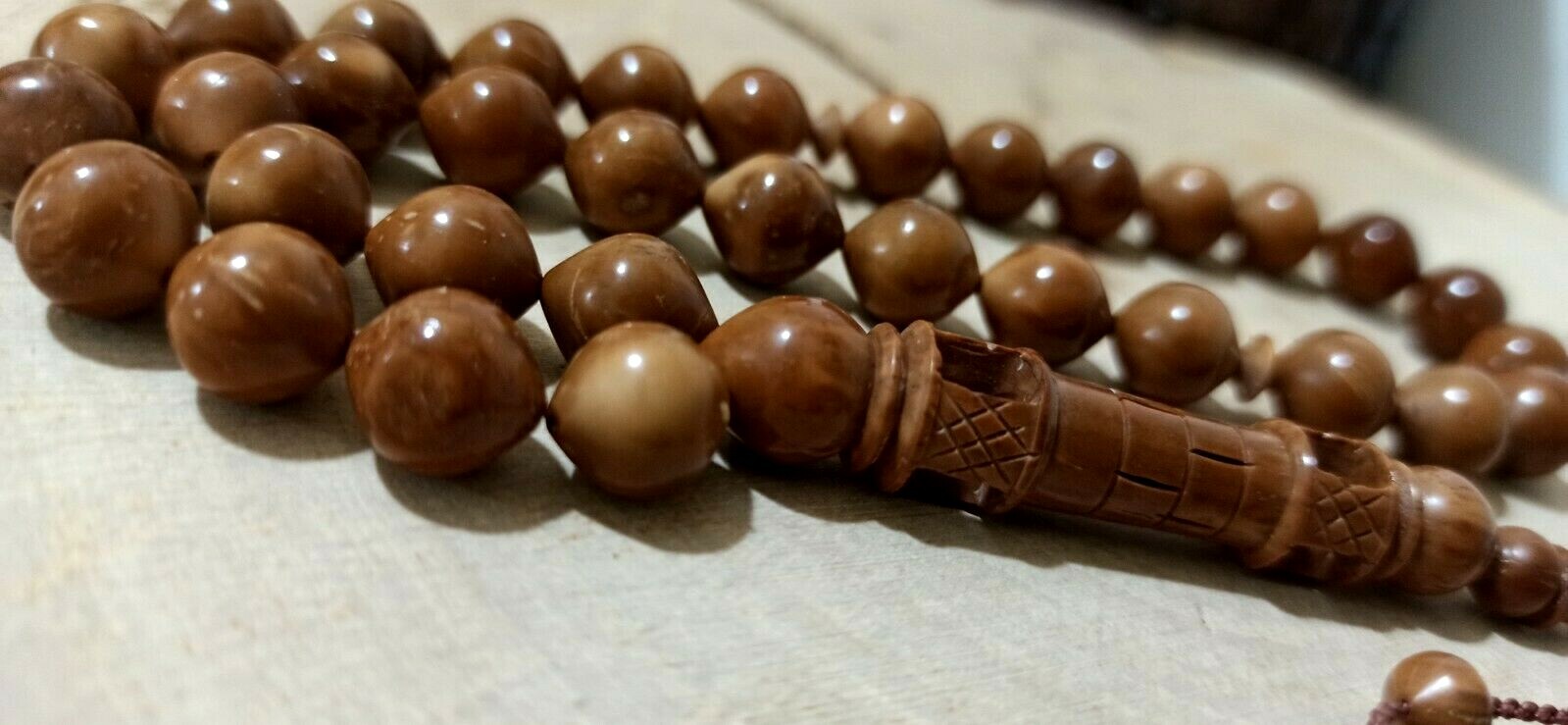 Islamic Prayer Beads, NATURAL COCO KUKA WOOD TASBIH, MISBAHA, 33 BEADS, HANDMADE