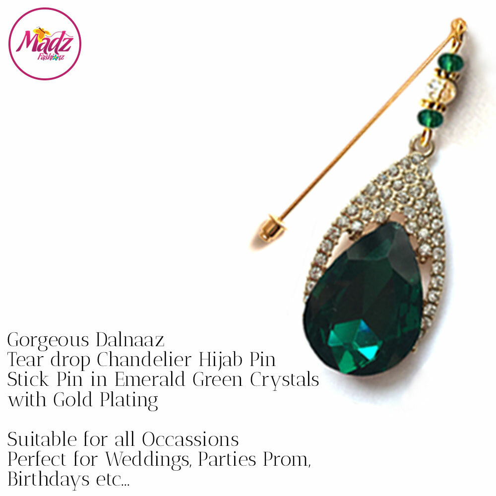 Emerald Green hijab pin , Hijab Accessory , scarf pin , Gold hijab jewelry , Eid