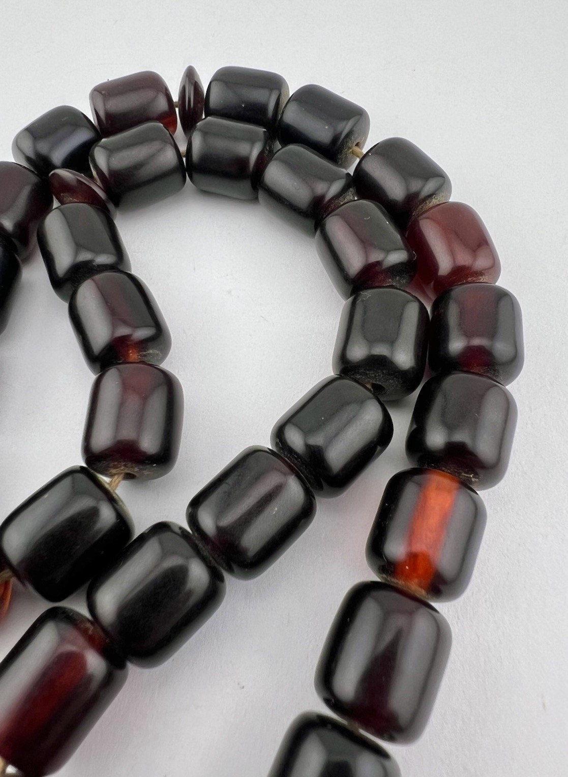 Antique Cherry Amber Bakelite Faturan Prayer Beads Necklace 63.5 Grams Misbaha