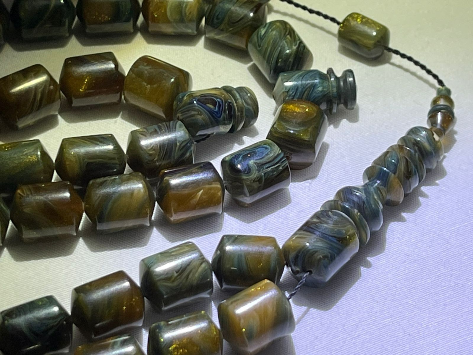 Old Ottoman Faturan Rosary 45 فاتوران الماني مساطب خراطة حلبية ملتي كلر نش الذهب