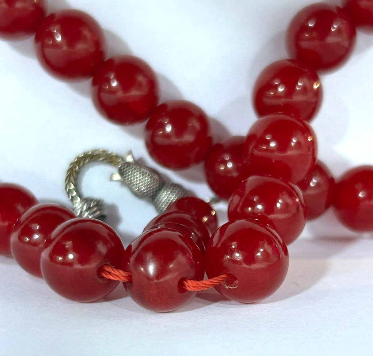 ISLAMIC PRAYER BEADS | CHERRY RED GERMANY FATURAN | 33 BEADS | HANDCRAFTED