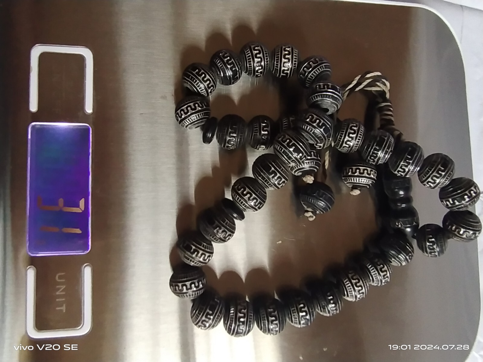 Islamic rosary, black and silver color, 33 beads, medium size, prayer remembranc