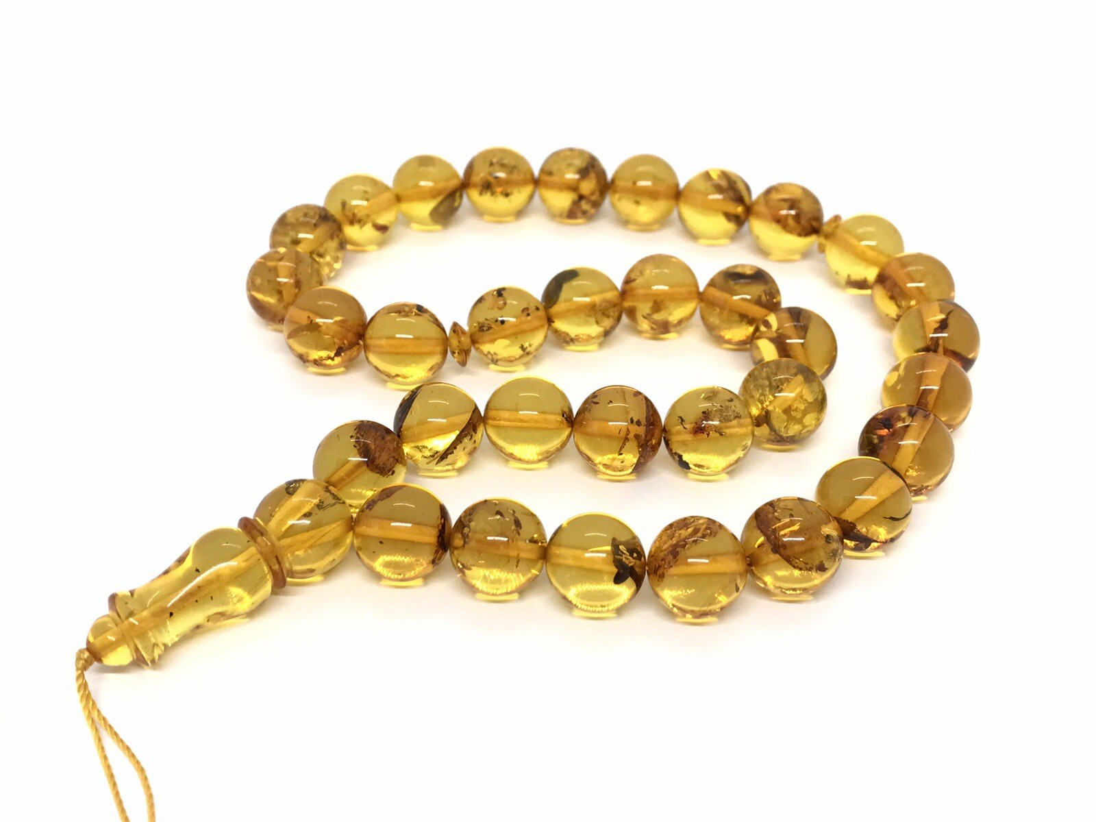 Islamic 33 Prayer Beads Gift BALTIC AMBER Round Bead Tasbih Rosary 29,6g 11969