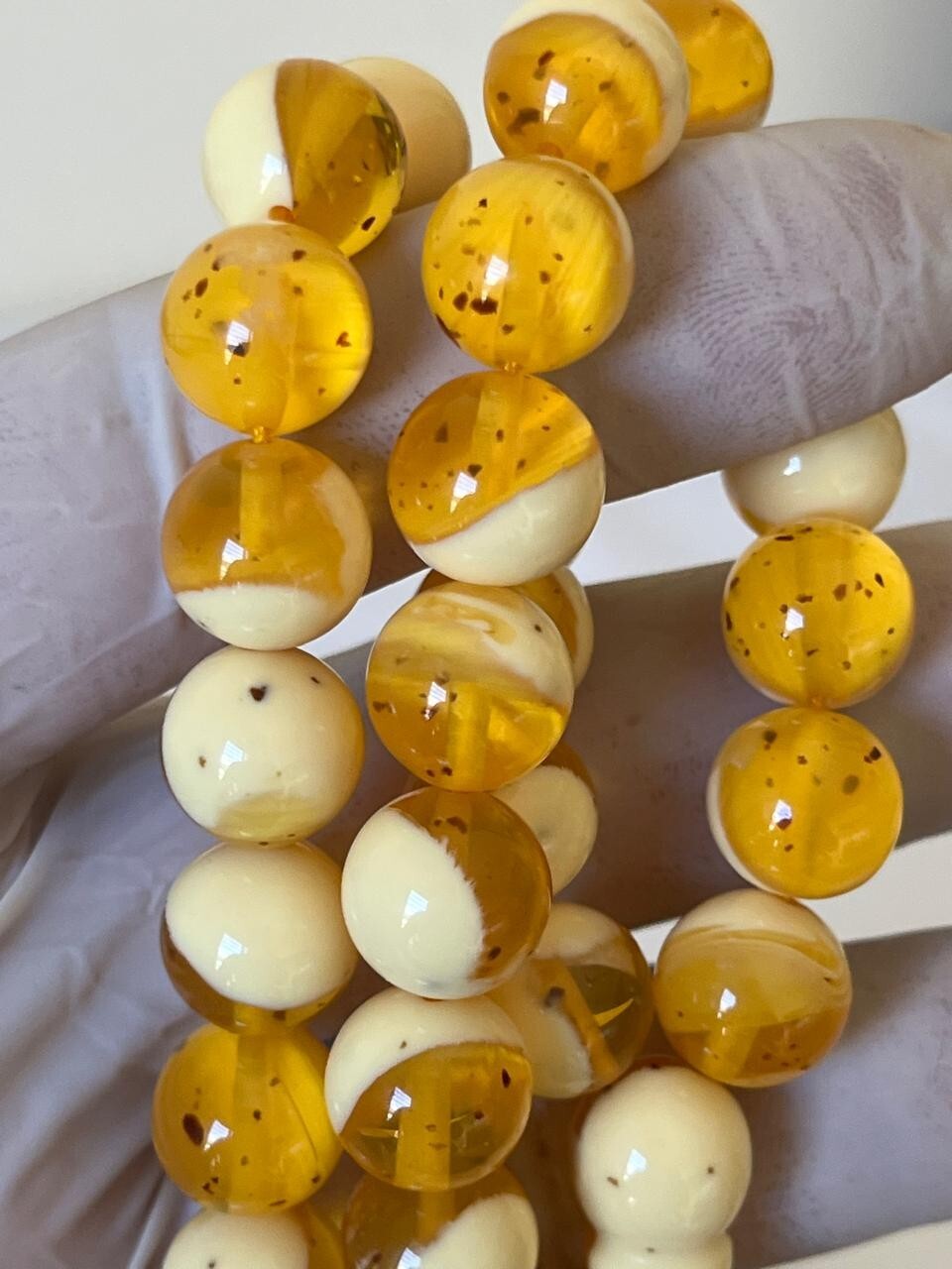 Natural Baltic Amber Flour Rosary 45 سبحة تراب كهرب بولوني بحر البلطيق قشطة وعسل