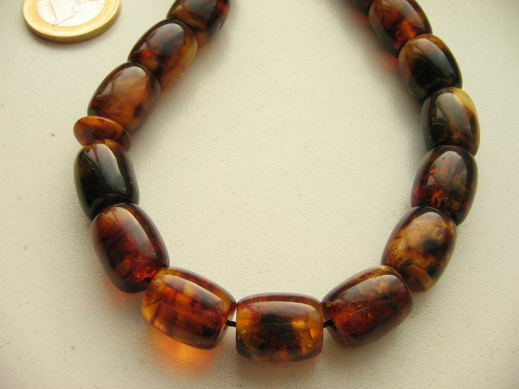Vintage pressed genuine Baltic amber Islamic prayer beads rosary tasbih 12x14mm