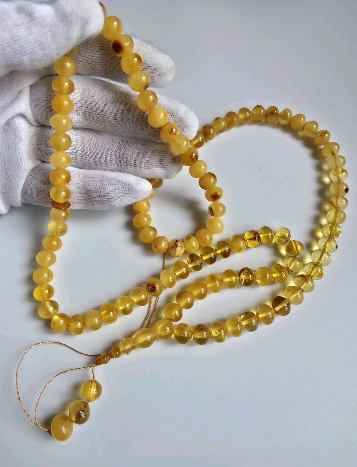Original Amber Islamic Prayer 33 Rosary Beads 51g Butterscotch Egg Yolk