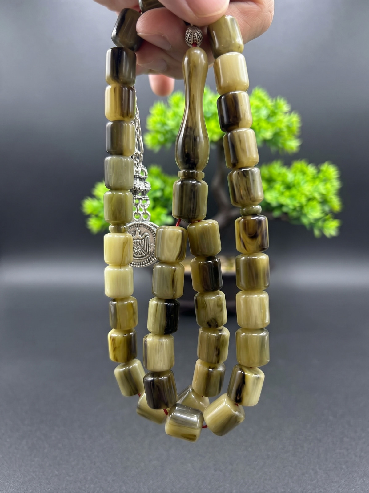 Collectible Olive Green Miske Tasbih 37 Beads Islamic Prayer Rosary – سبحة مسكي