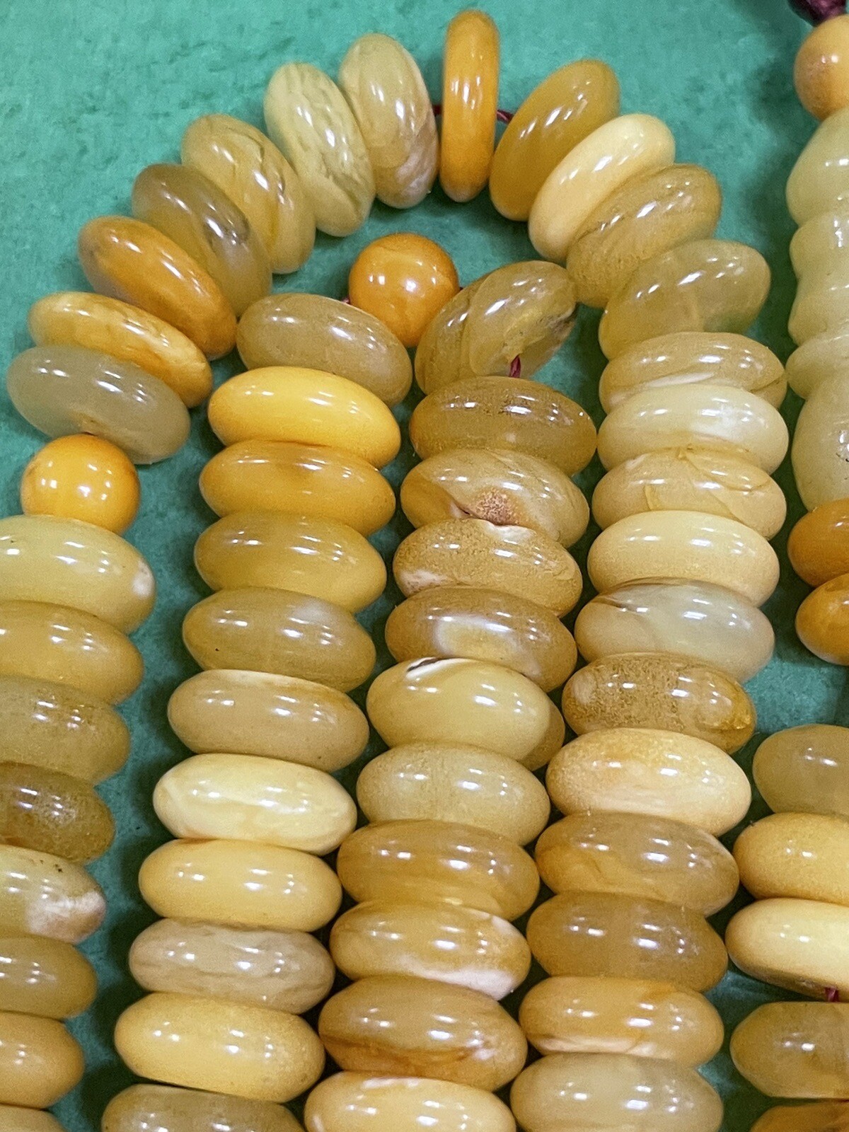 Antique rare Egg Yolk baltic amber Necklace Prayer Islamic 99 beads 44g R1