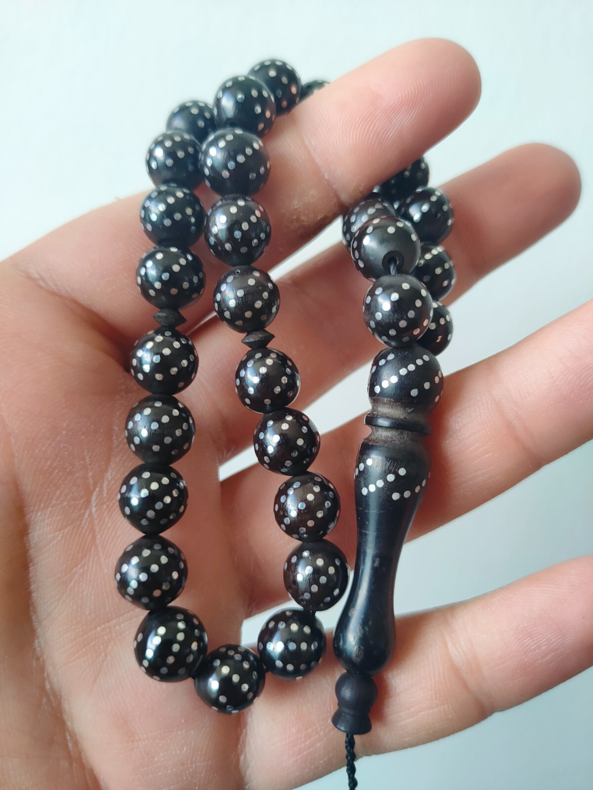 specially crafted pearl black original kuka habbe cut 33 beads tasbih