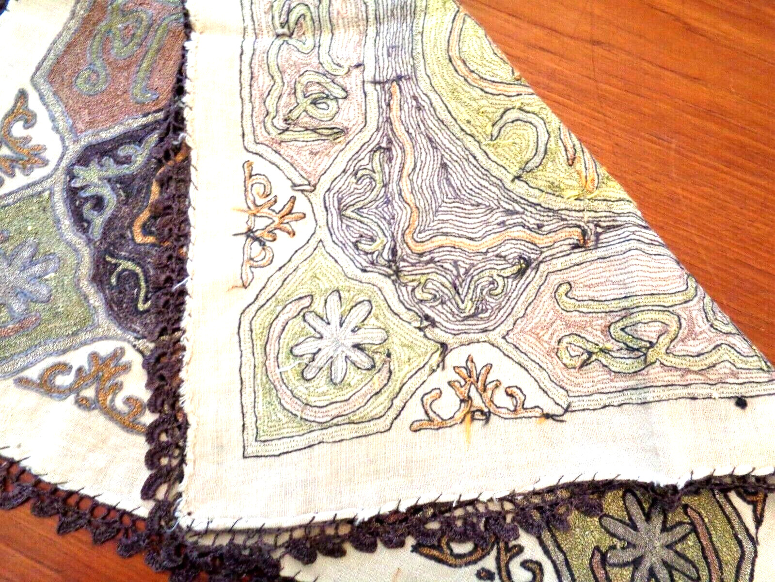 Antique 19th Century Ottoman Metallic Thread Embroidered Tapestry Panel Tughra +