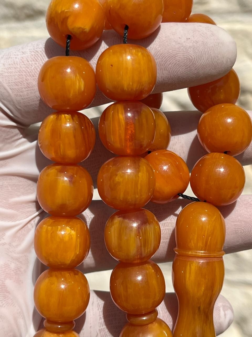 Antique Germany Cherry Amber Rosary 33 سبحة مسكي الماني انتيك خراطة افغاني مصدفة