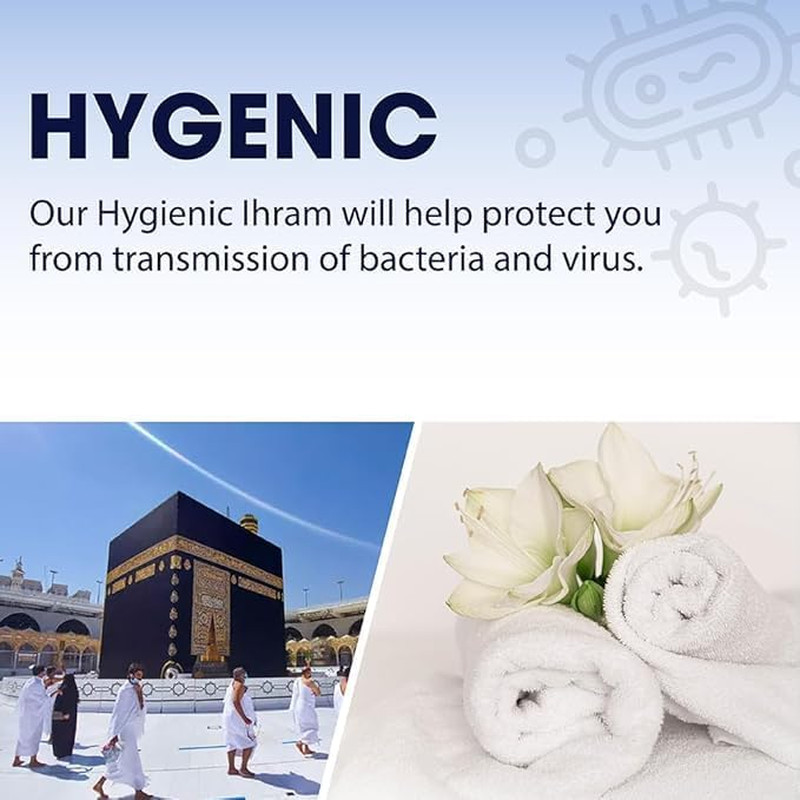 Ihram Premium Quality Ehram Ahram Hajj and Umrah Hypoallergenic Set of 2 Towels