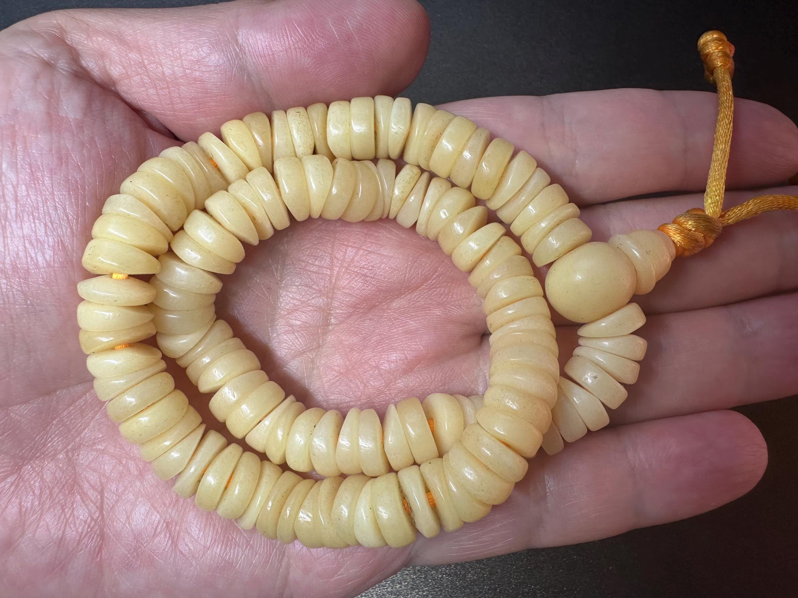 108 Yak Bone Mala 10.5-11mm Beads Tibetan Buddhist Prayer Beads, 15 Circumferen