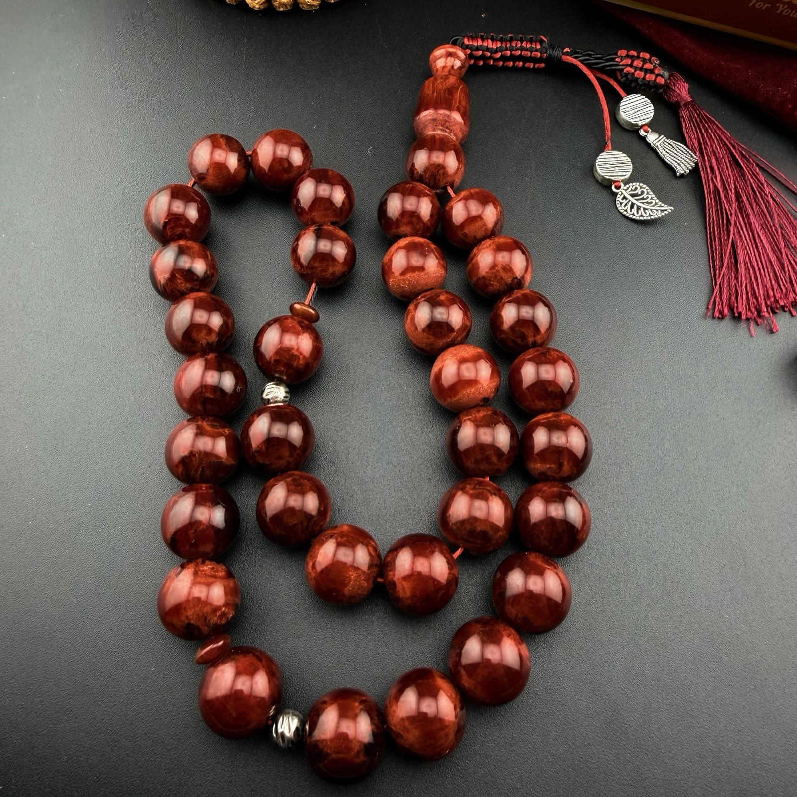 VIP Red Galaxy Misky 33-Bead Islamic Tasbih Rosary مسباح فاتوران حجم كبير N945