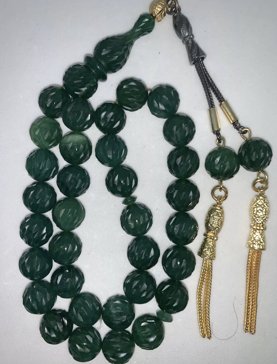 0 Bakelite Amber 33 Beads Islamic Prayer 📿 Tesbih 925 Silver US Seller