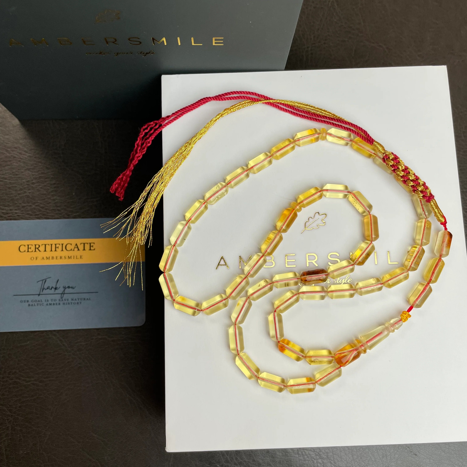 Glass Amber Misbaha Tasbih 45 Beads 5x10mm 13.5g