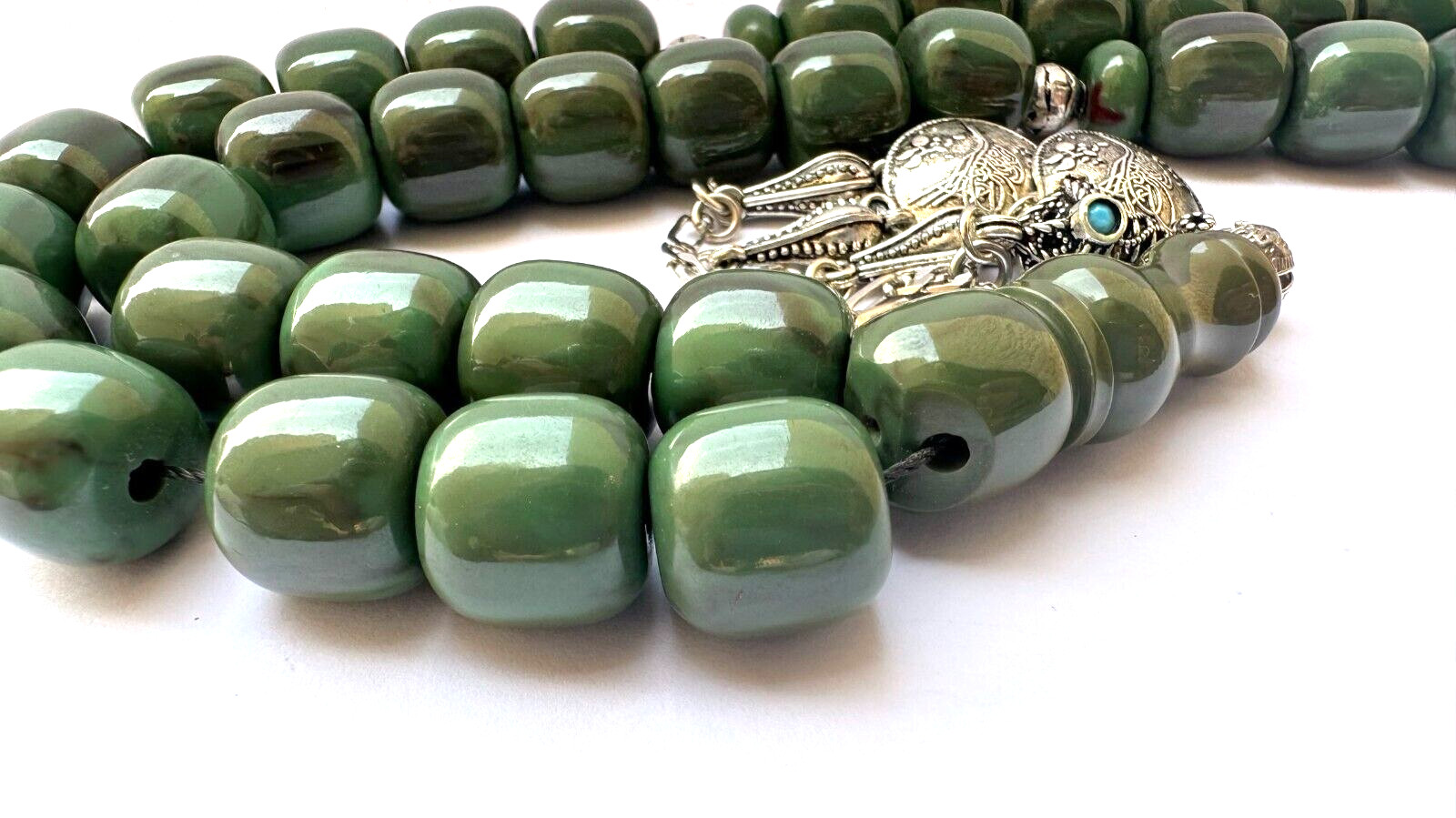 Islamic Sandalous Olive Green Prayer Rosary Misbaha Pure 33 Beads مسبحه