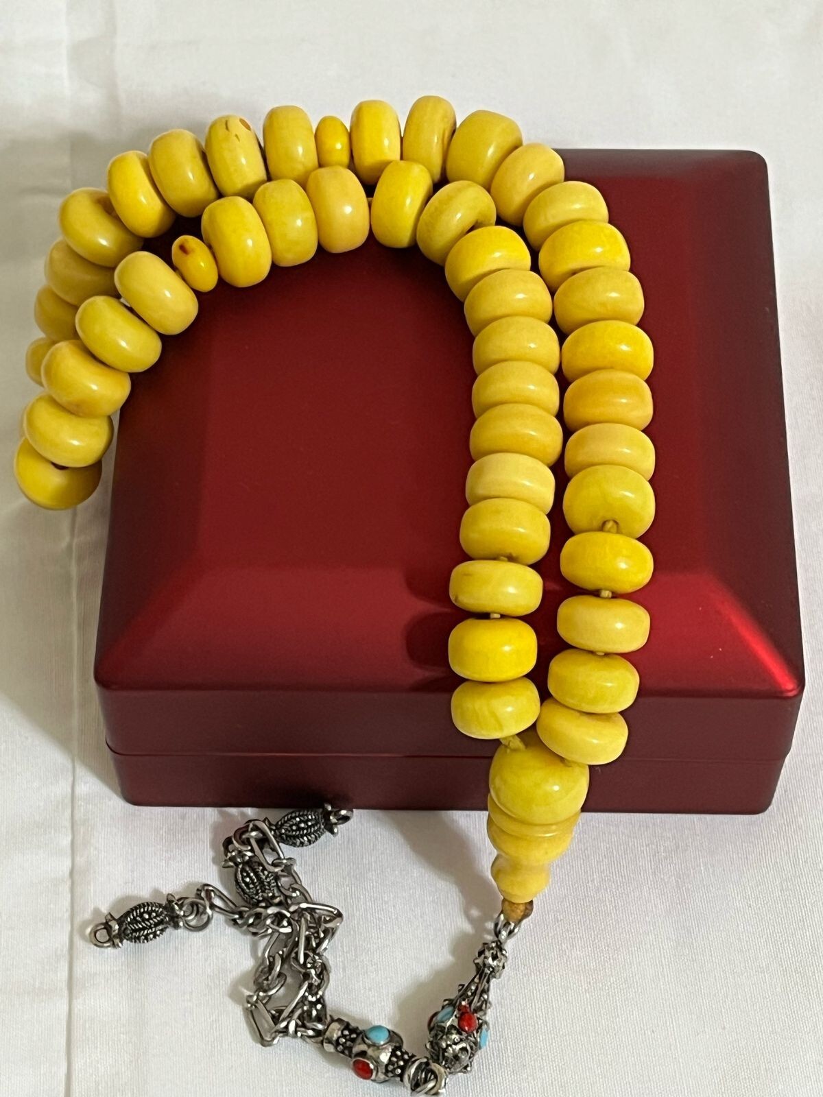 Natural Antique Germany Sandalus Cherry Amber Roary 45 سبحة مسكي الماني انتيك