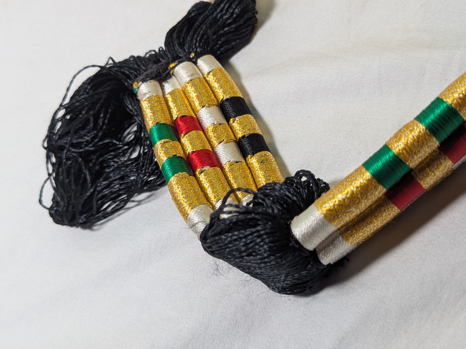 Vintage Ceremonial Islamic Igal Agal Headpiece Silk Wrapped Gold Tassel Cord