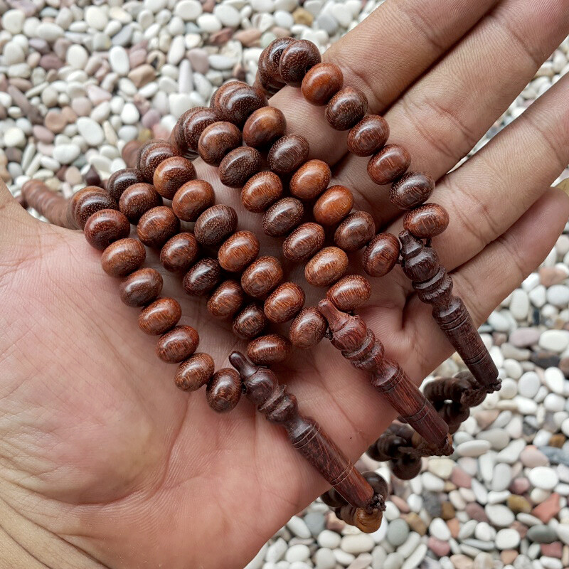 99 Prayer Beads Islamic Tasbih Tamarind Heartwood 12×8 MM Misbaha Galih Asem
