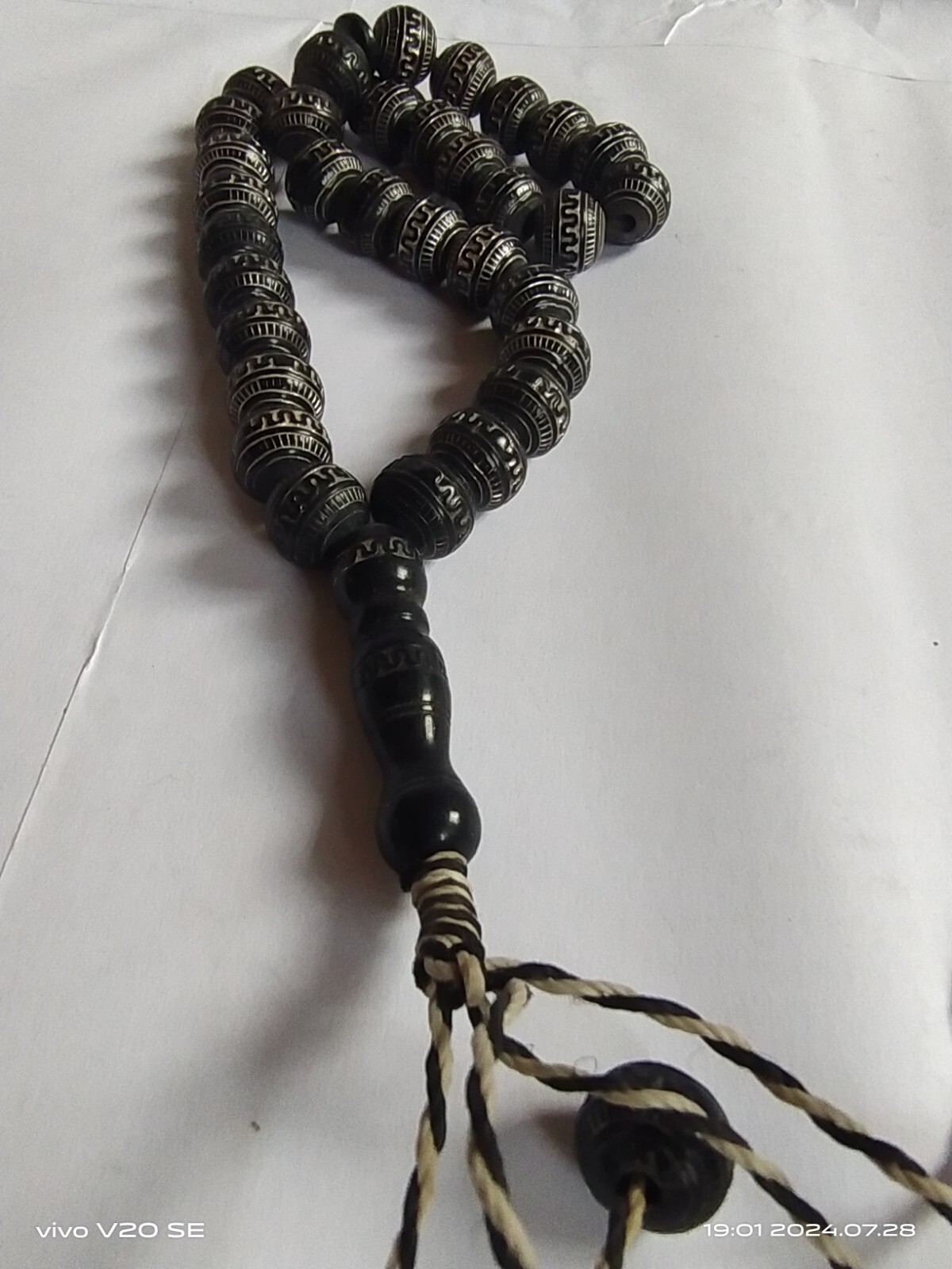Islamic rosary, black and silver color, 33 beads, medium size, prayer remembranc