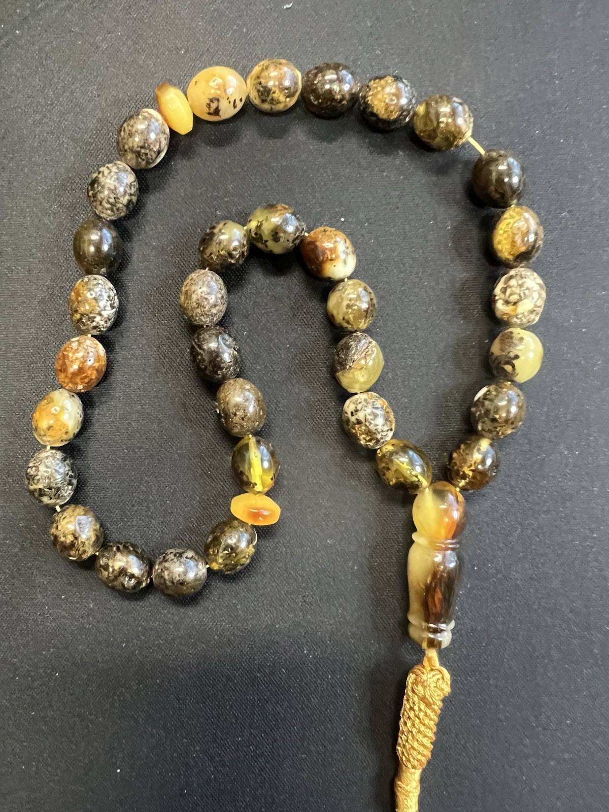 Natural Baltic Black Amber Islamic prayer Beads 33 Beads 21.7Gr 11.4×9.9mm