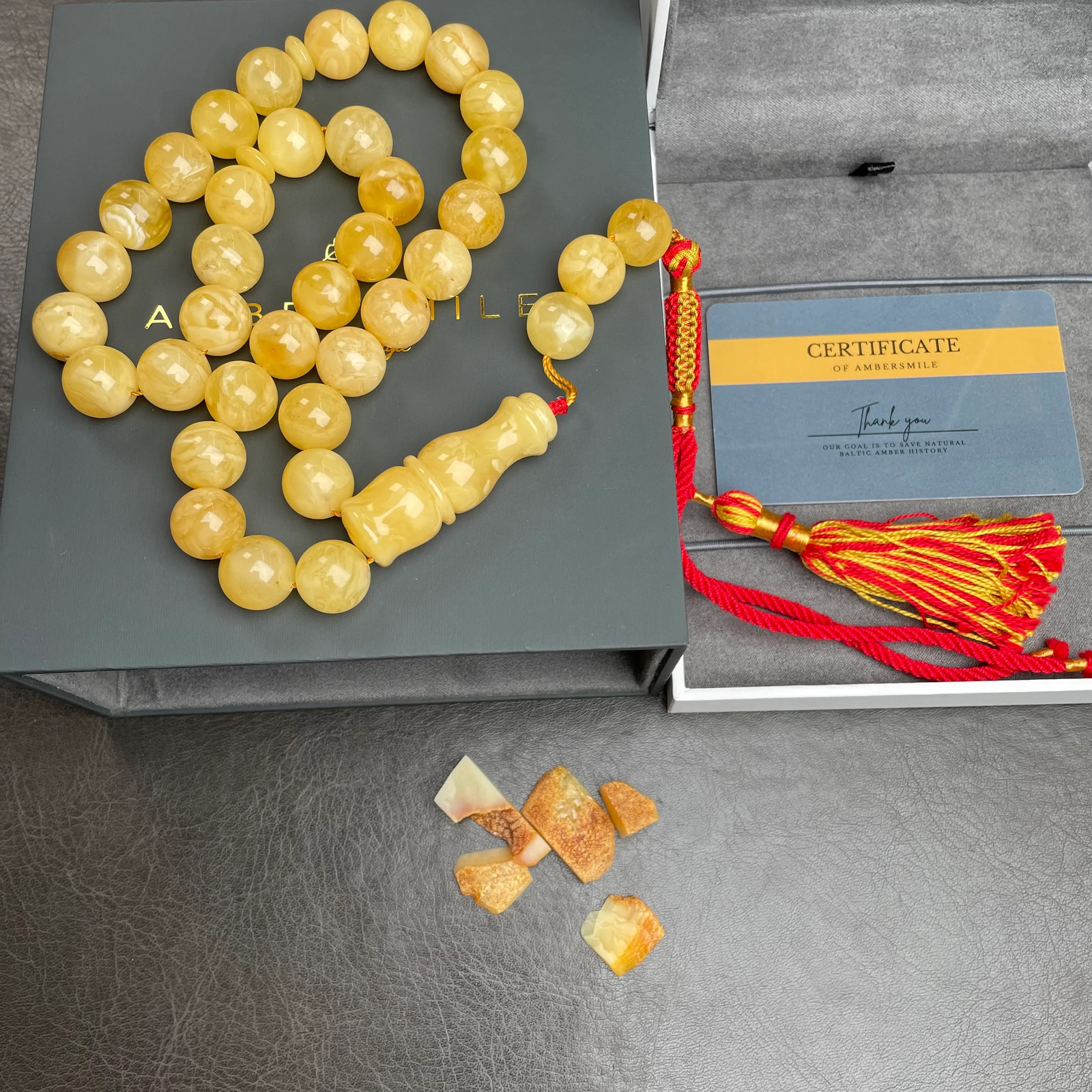 Natural Amber Misbaha Tasbih Prayer Beads 13mm 62g
