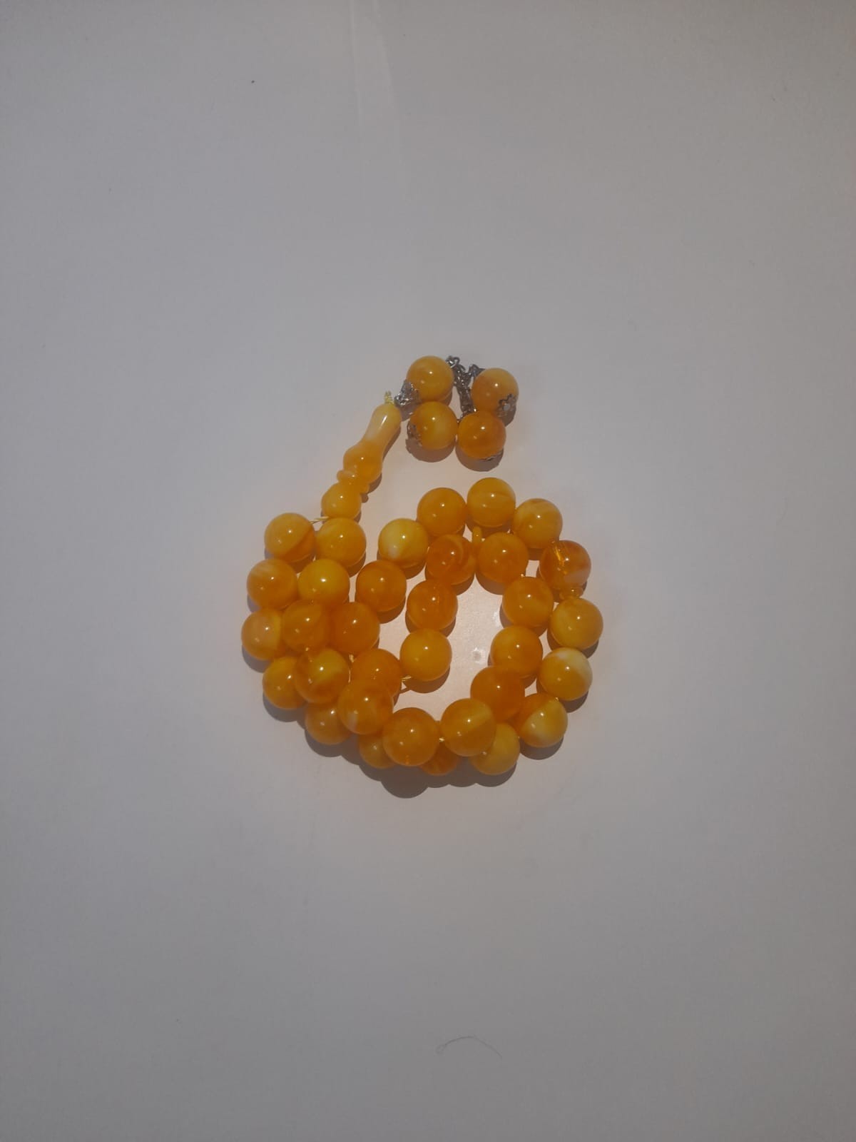 Vintage Orange Bead Tasbih Prayer Beads Round Marbled Beads Chain Tassel