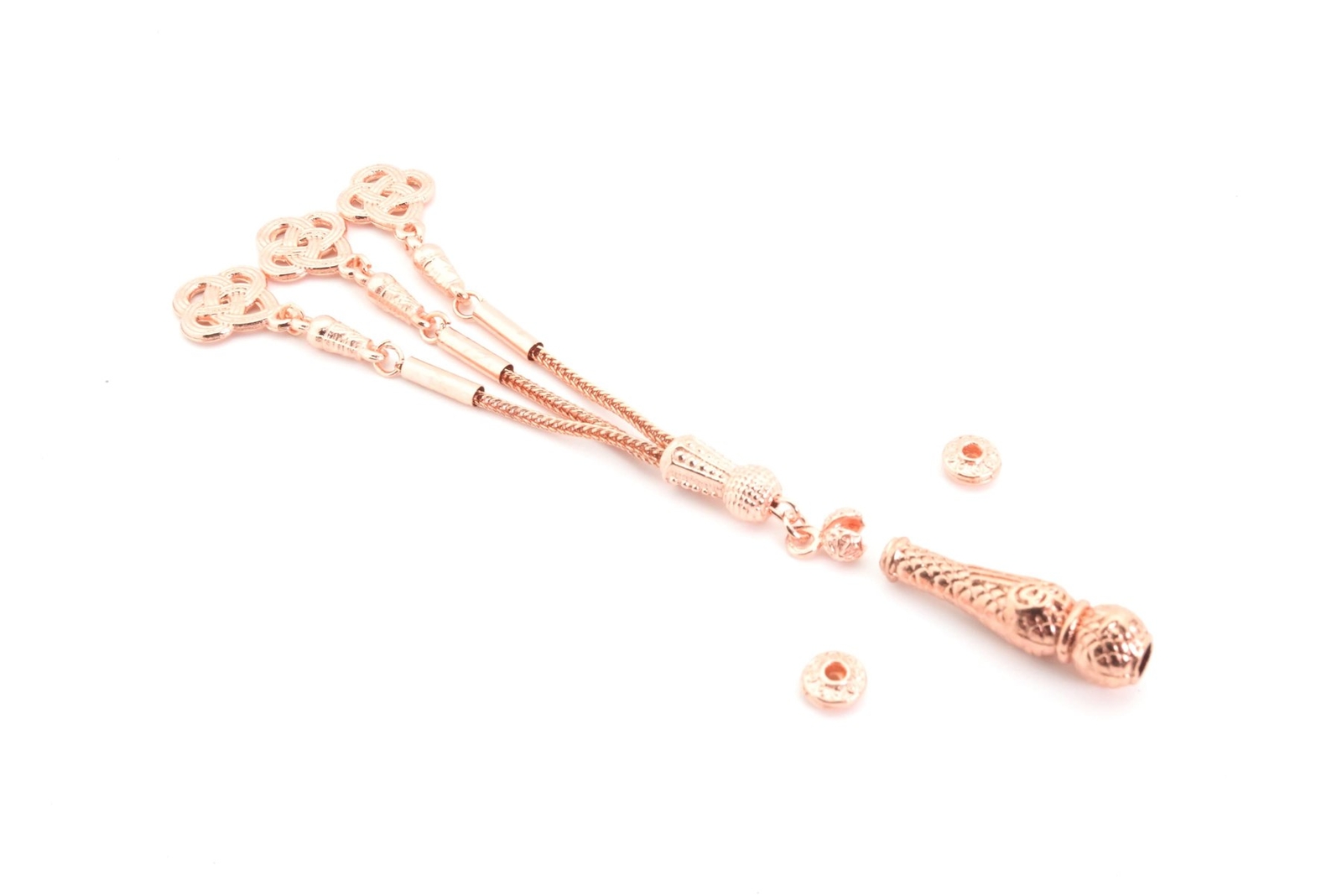 Rose Gold coating Metal tassel, imam, stopper set for making a Tasbih 824026