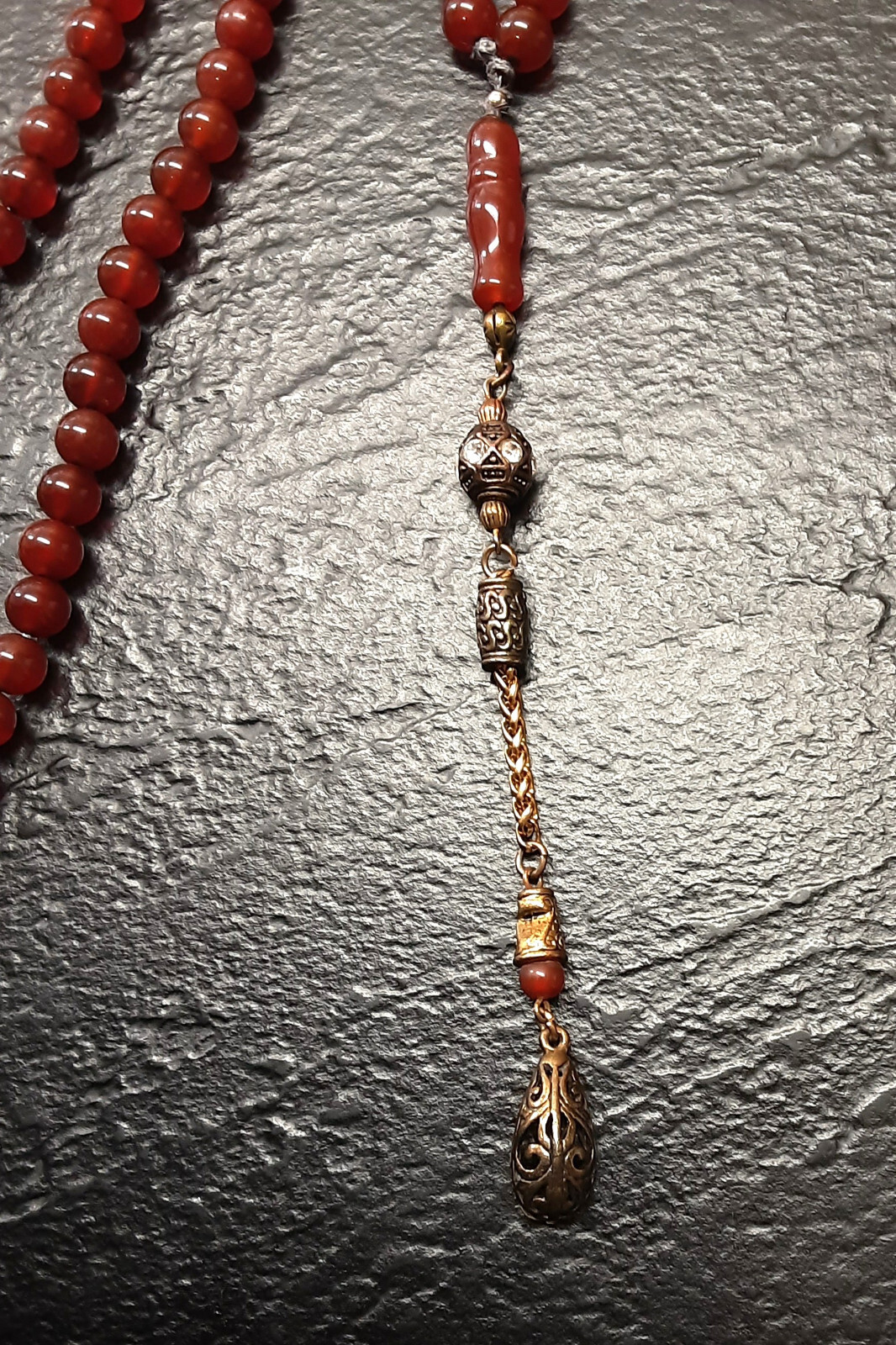 Vintage Islamic Prayer Nephrite 77 Beads Tasbih Misbaha Brown-Orange 72gr