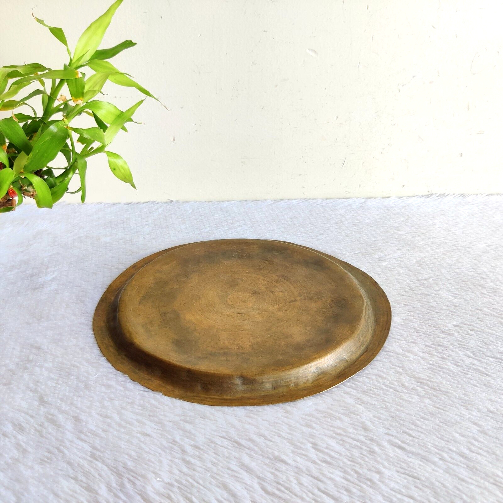 19c Antique Hand Carved Islamic Calligraphy Brass Plate Decorative Collectible
