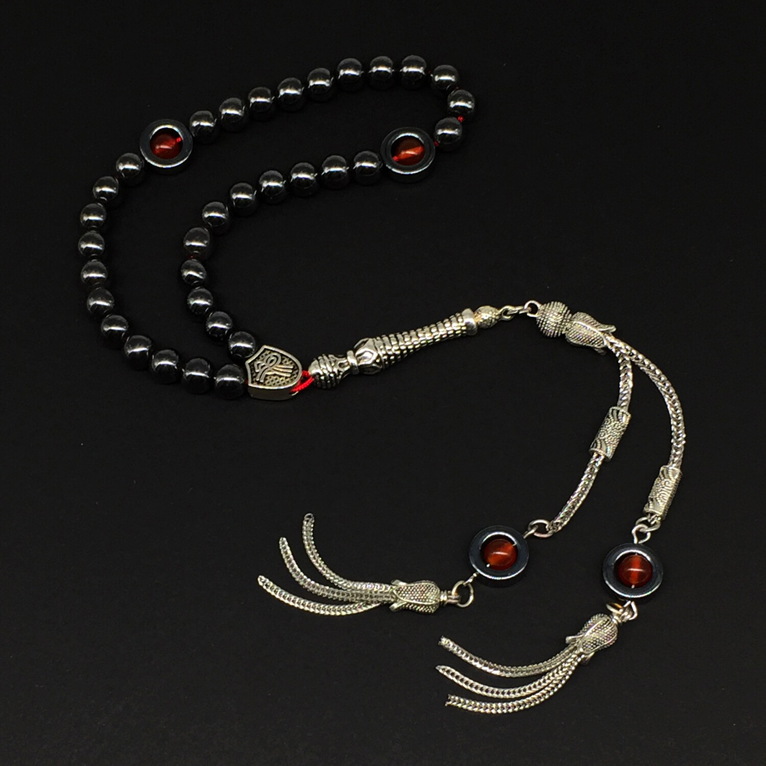 Black Hematite Prayer Beads & Bracelet -Tesbih-Tasbih-Misbaha-(8 mm-33 Beads)