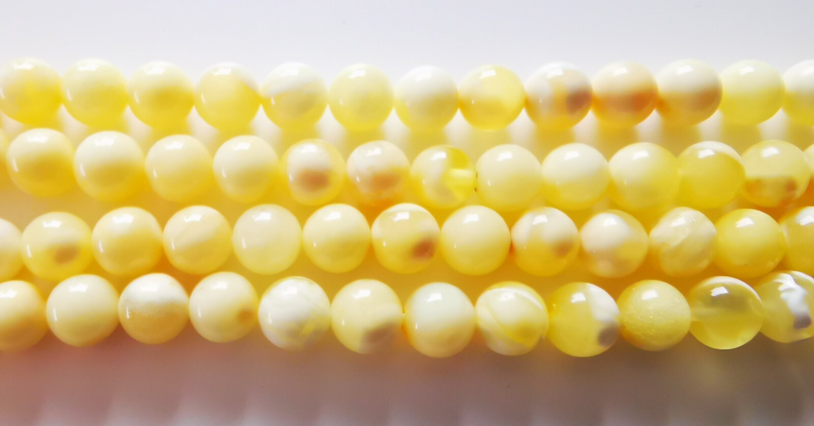 BALTIC GENUINE AMBER BERNSTEIN WHITE 6.5 mm 108 BEAD JAPA MALA BUDDHISTS ROSARY