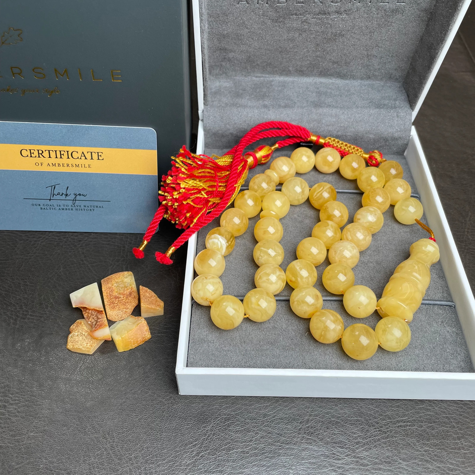 Natural Amber Misbaha Tasbih Prayer Beads 13mm 62g