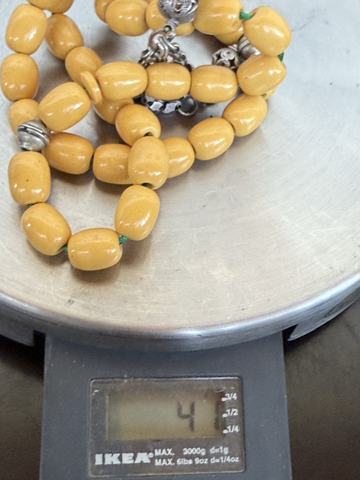 Antique Ottoman Yellow Amber bakelite islamic Worry prayer 33 beads 41 Grams