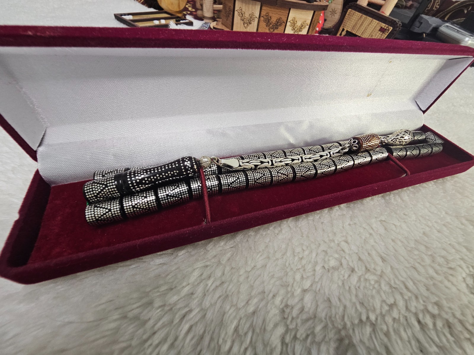 Kuka luxurious prayer bead made of fine kuka wood, engraved with 1000 silver,