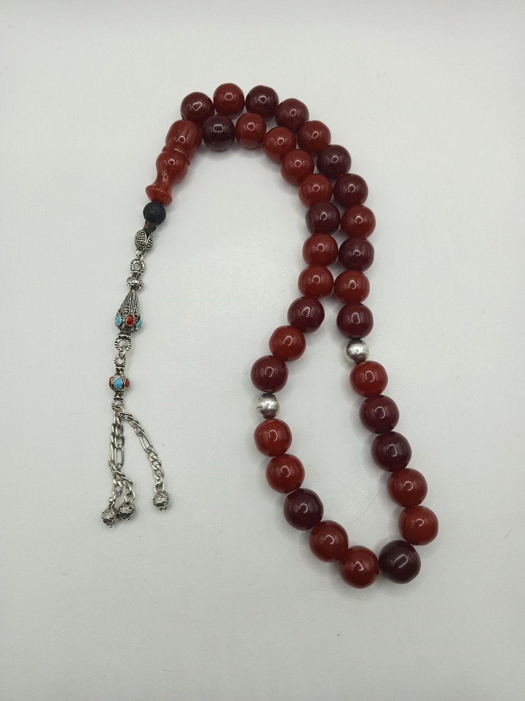 Faturan Bakelite Rare Rosary Tasbih 33 Beads 65g 13mm Red Cherry Islamic Prayer