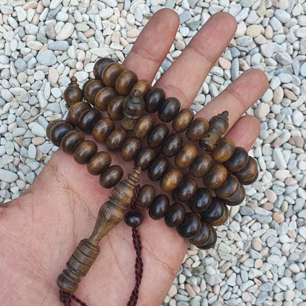 8×12 MM Kemuning Hitam Islamic Tasbih 100 Dhikr Beads Black Gold Wood Misbaha