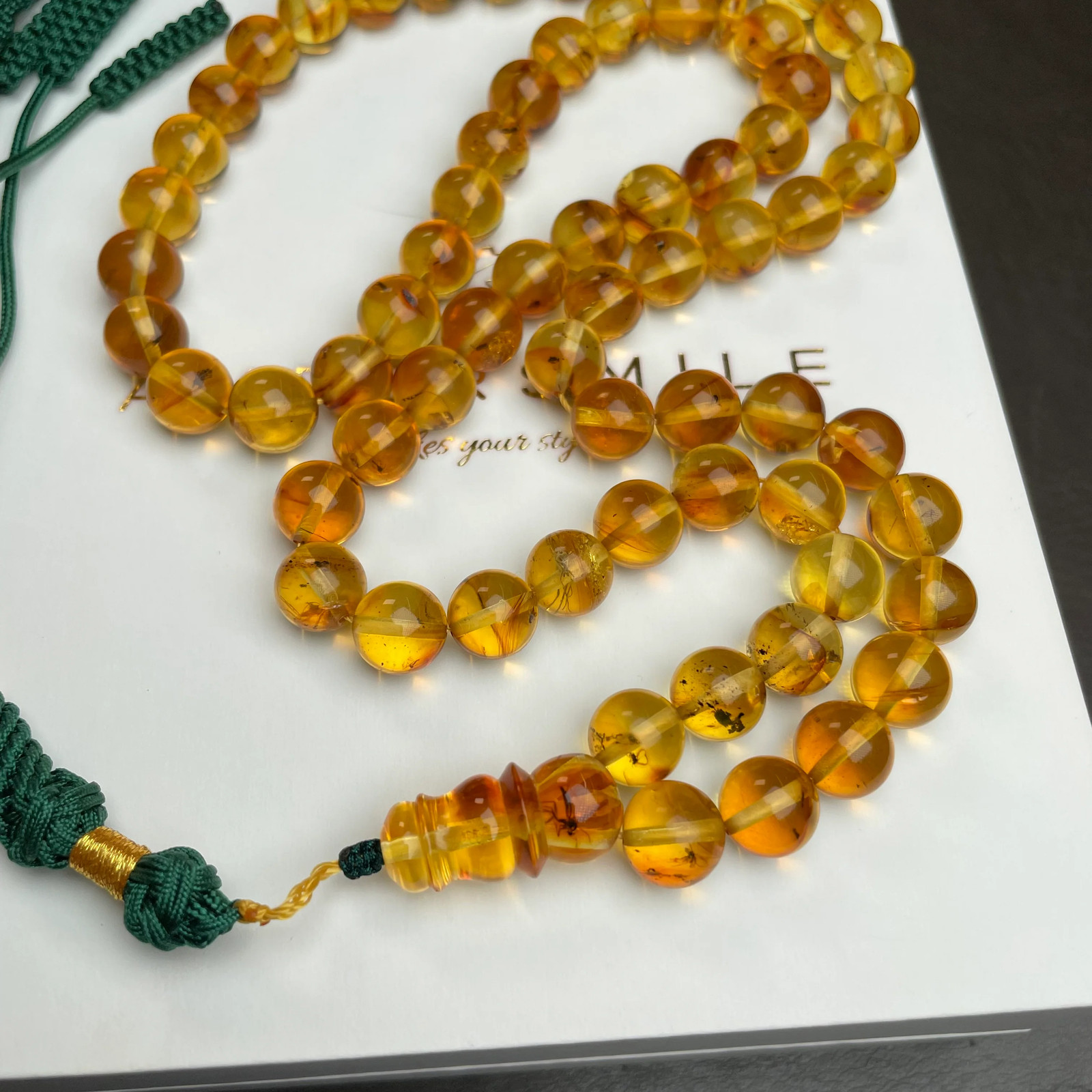Natural Amber Insects Misbaha Tasbih Prayer Beads 9.3mm 31.5g 66beads